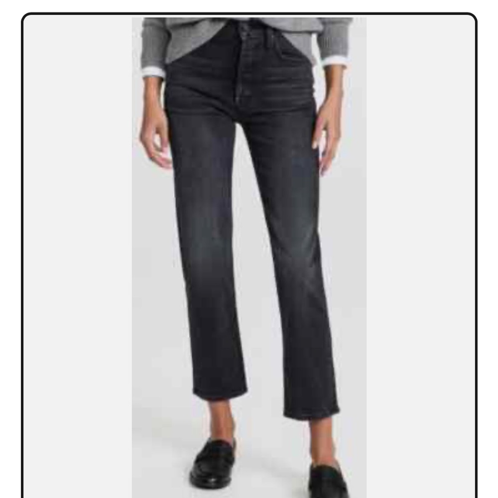 MOTHER Superior The Tomcat Straight Leg Crop Jeans in Lies Lies Lies Black